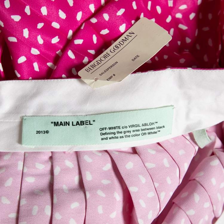 Pre Owned Off-White Pink Printed Satin Plisse Wide Leg Culottes M