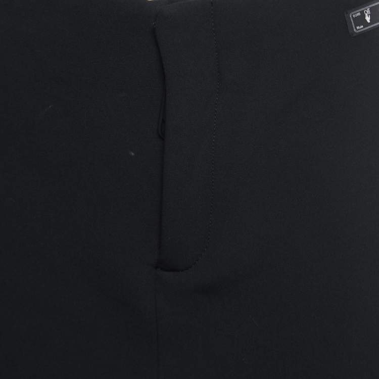 Pre Owned Off-White Black Crepe Skirt Panel Tailored Trousers L