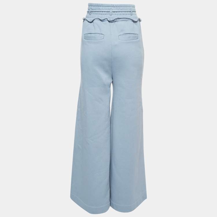 Pre Owned Off-White Blue Cotton Wide Leg Sweatpants XXS