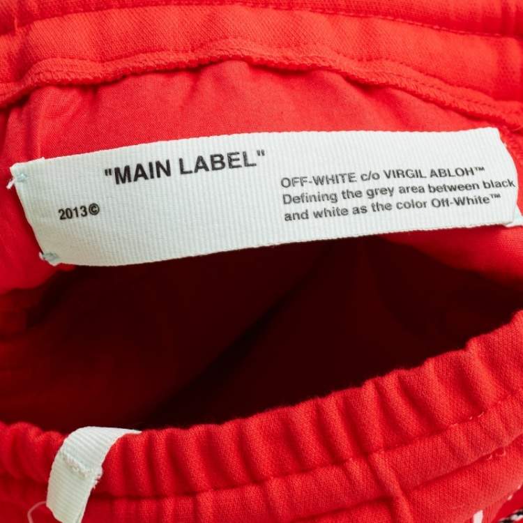 Pre Owned Off-White Red Jersey Logo Tape Track Pants XXS