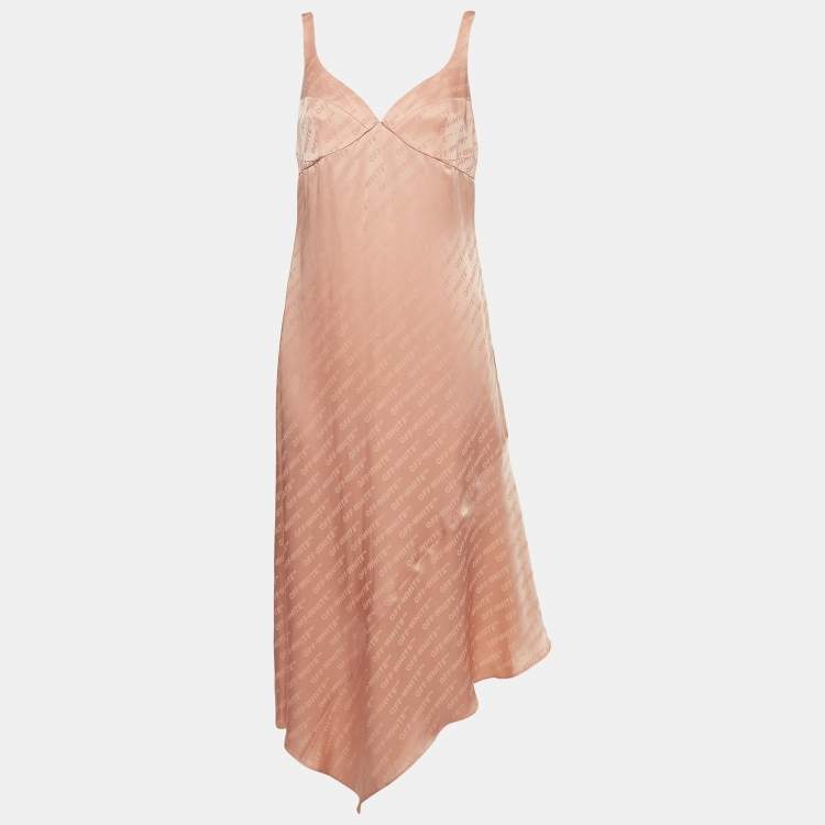 Off-White Pink Jacquard Satin Midi Dress M Off-White | The Luxury Closet