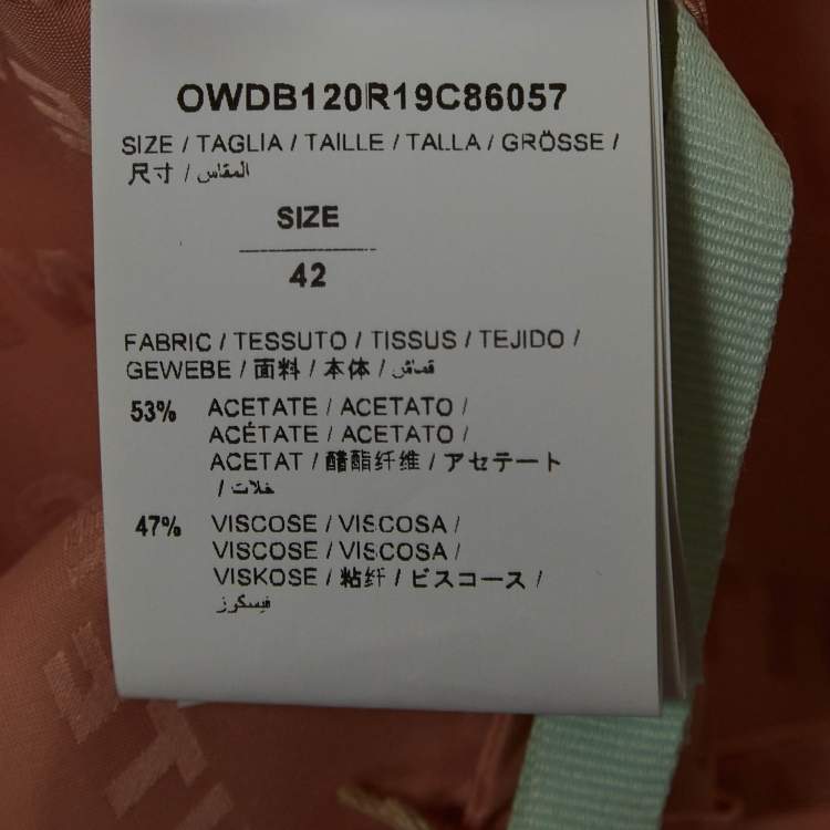 Pre Owned Off-White Pink Jacquard Satin Midi Dress M