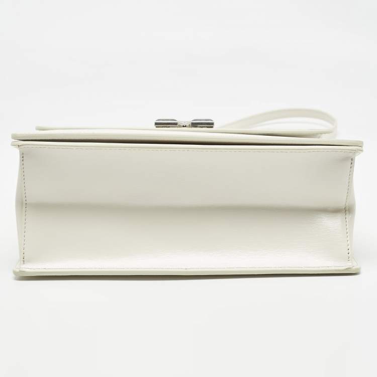 Pre Owned Off-White White Leather Graffiti 2.8 Jitney Top Handle Bag