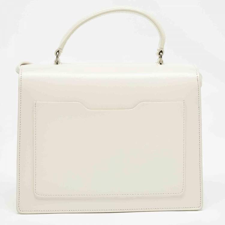 Pre Owned Off-White White Leather Graffiti 2.8 Jitney Top Handle Bag