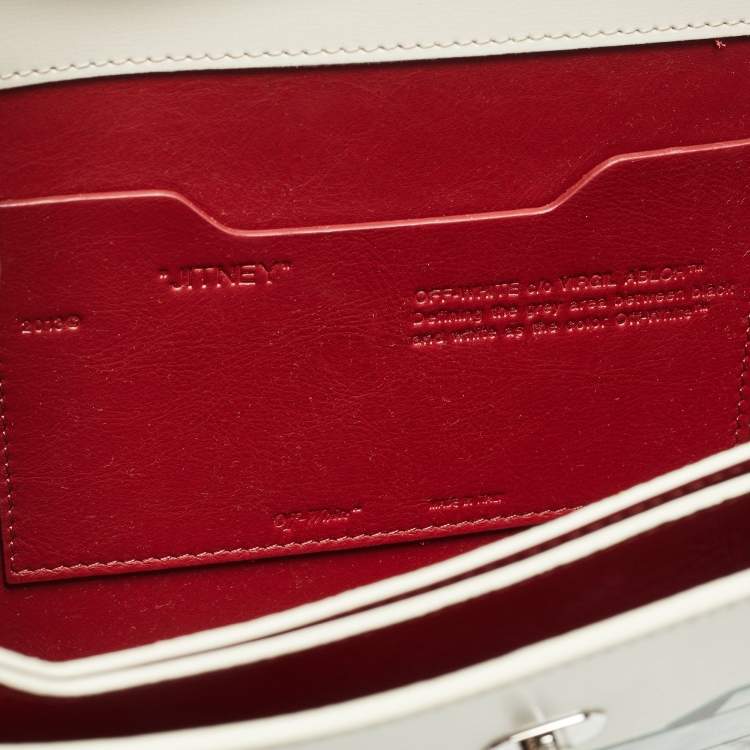 Pre Owned Off-White White Leather Graffiti 2.8 Jitney Top Handle Bag
