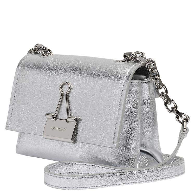 off white metallic bag