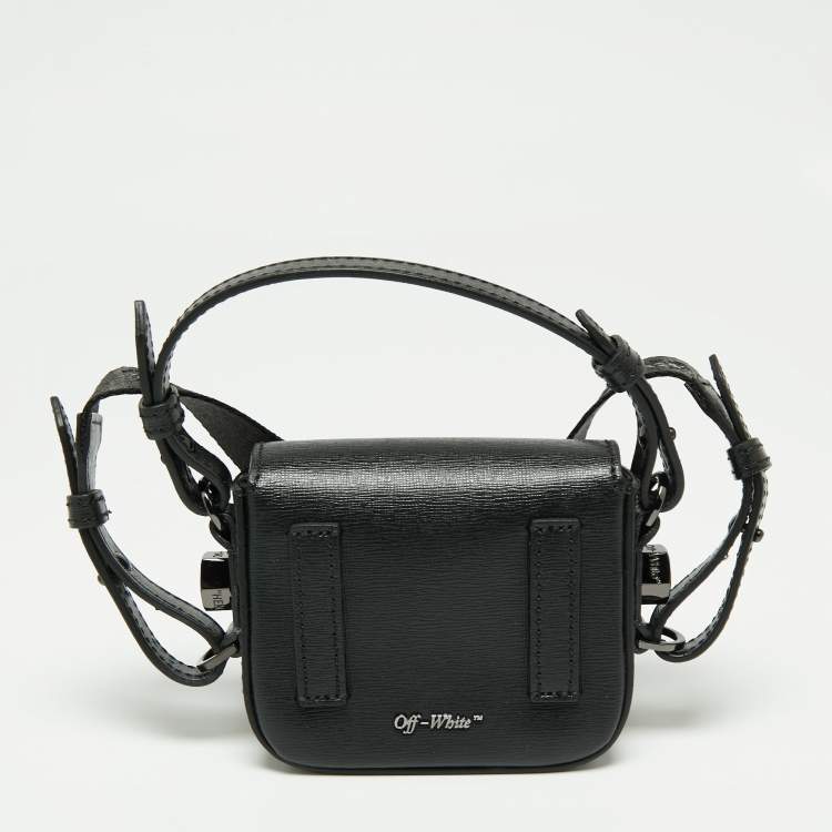 Pre Owned Off-White Black/White Leather Baby Binder Clip Crossbody Bag