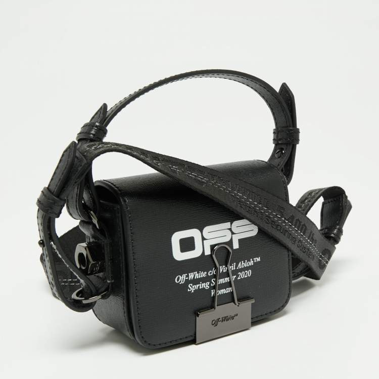 Pre Owned Off-White Black/White Leather Baby Binder Clip Crossbody Bag