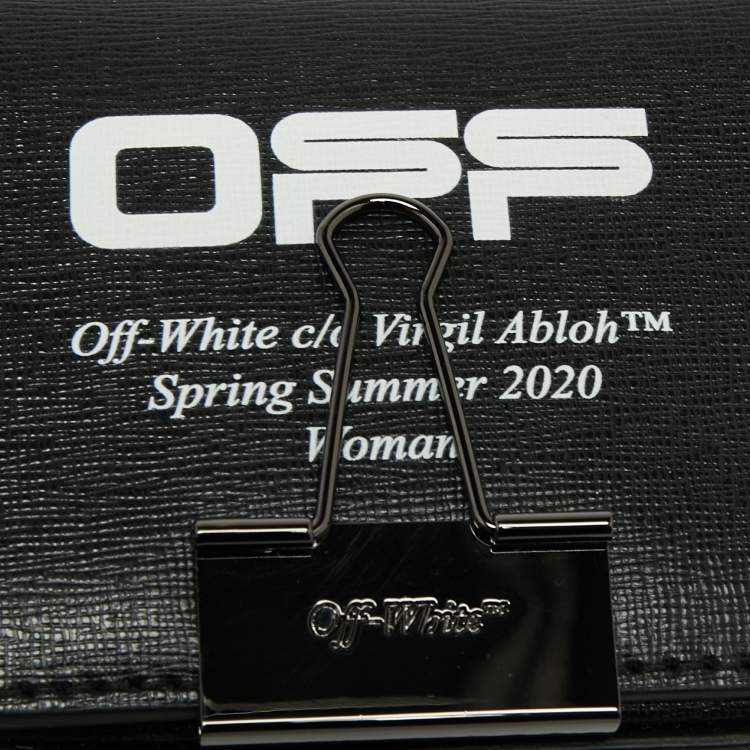 Pre Owned Off-White Black/White Leather Baby Binder Clip Crossbody Bag