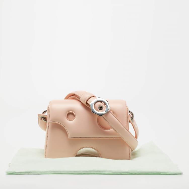 Pre Owned Off-White Pink Leather Burrow 22 Shoulder Bag