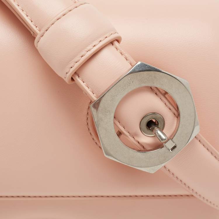 Pre Owned Off-White Pink Leather Burrow 22 Shoulder Bag