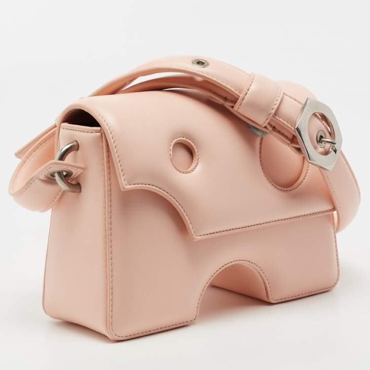 Pre Owned Off-White Pink Leather Burrow 22 Shoulder Bag