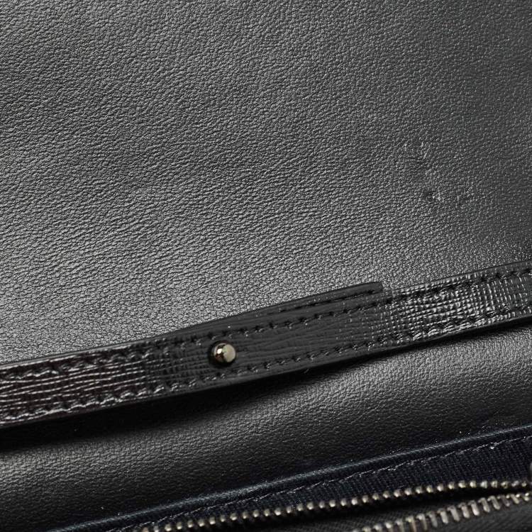 Pre Owned Off-White Black/White Diagonal Print Leather Binder Clip Wallet on Chain
