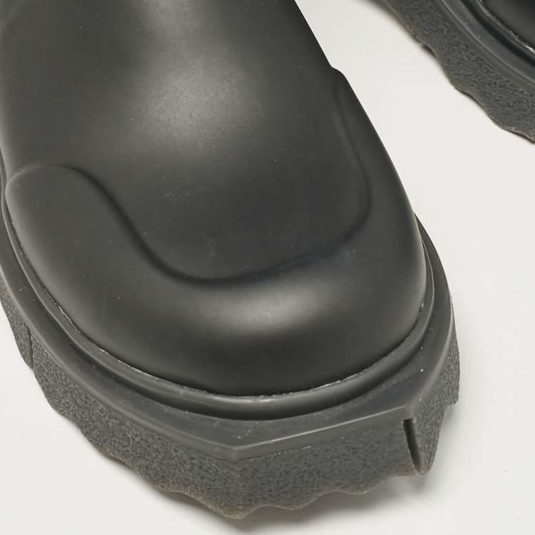 Pre Owned Off-White Black Neoprene and Rubber Ankle Length Boots Size 35