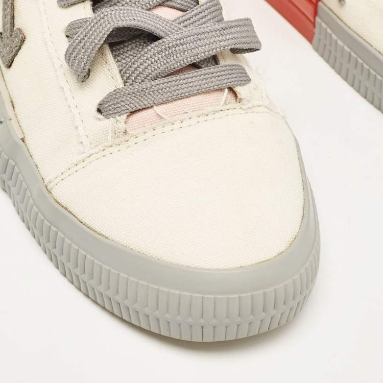 Pre Owned Off White Beige/Grey Canvas Vulcanized Low Top Sneakers Size 40