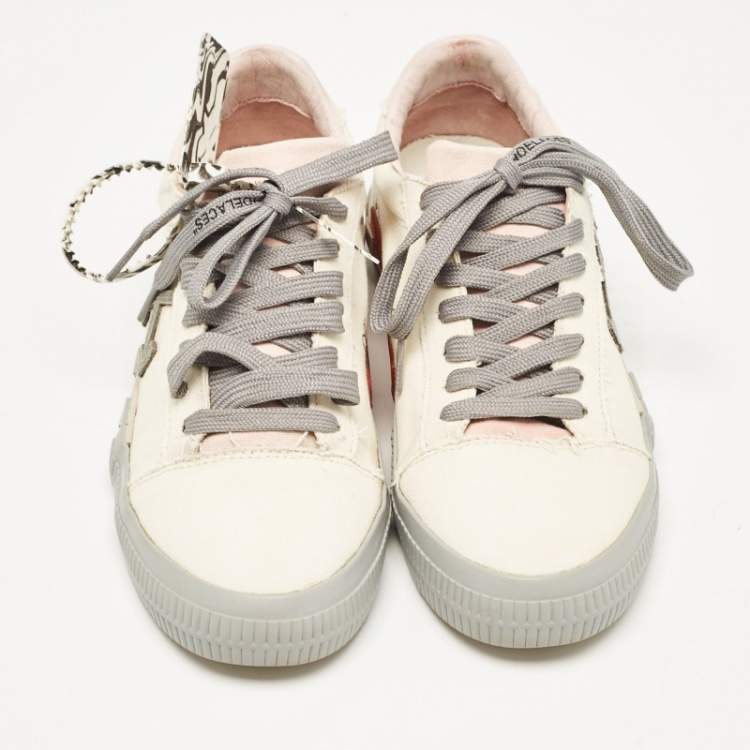 Pre Owned Off White Beige/Grey Canvas Vulcanized Low Top Sneakers Size 40
