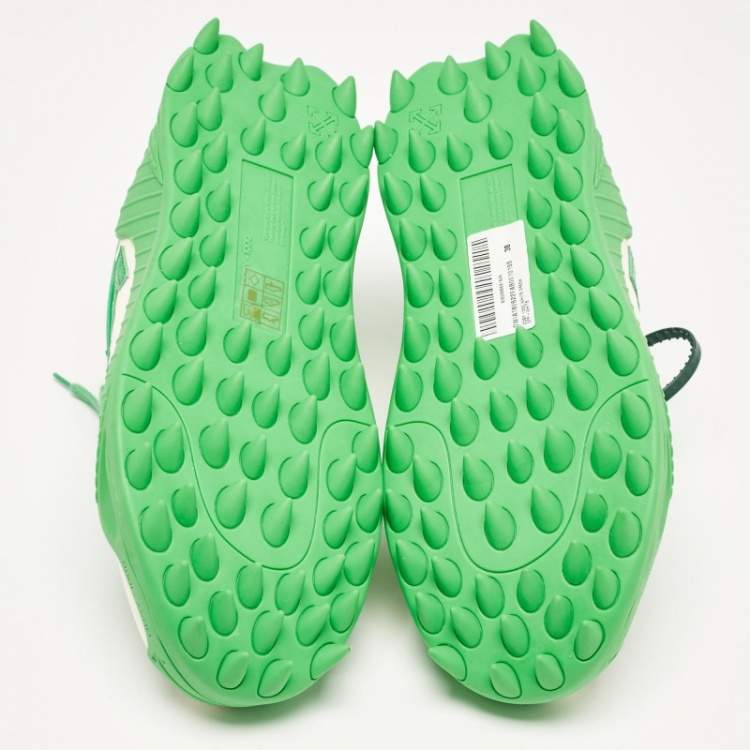 Pre Owned Off-White Cream/Green Leather and Mesh Odsy 1000 Lace Up Sneakers Size 38