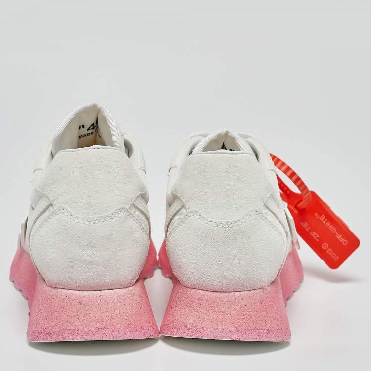 Pre Owned Off-White White Fabric and Suede Degrade HG Runner Sneakers Size 40