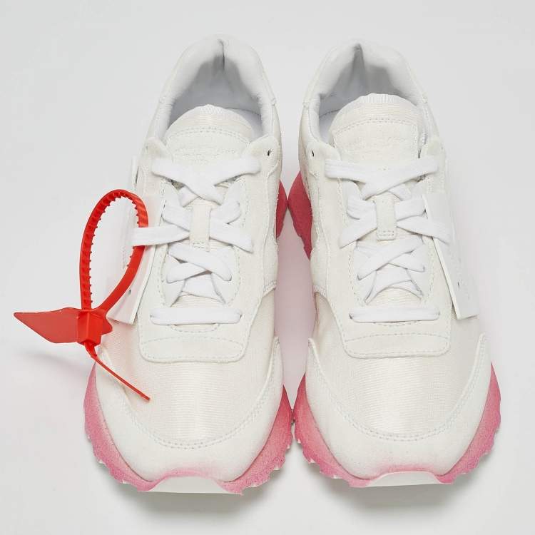 Pre Owned Off-White White Fabric and Suede Degrade HG Runner Sneakers Size 40