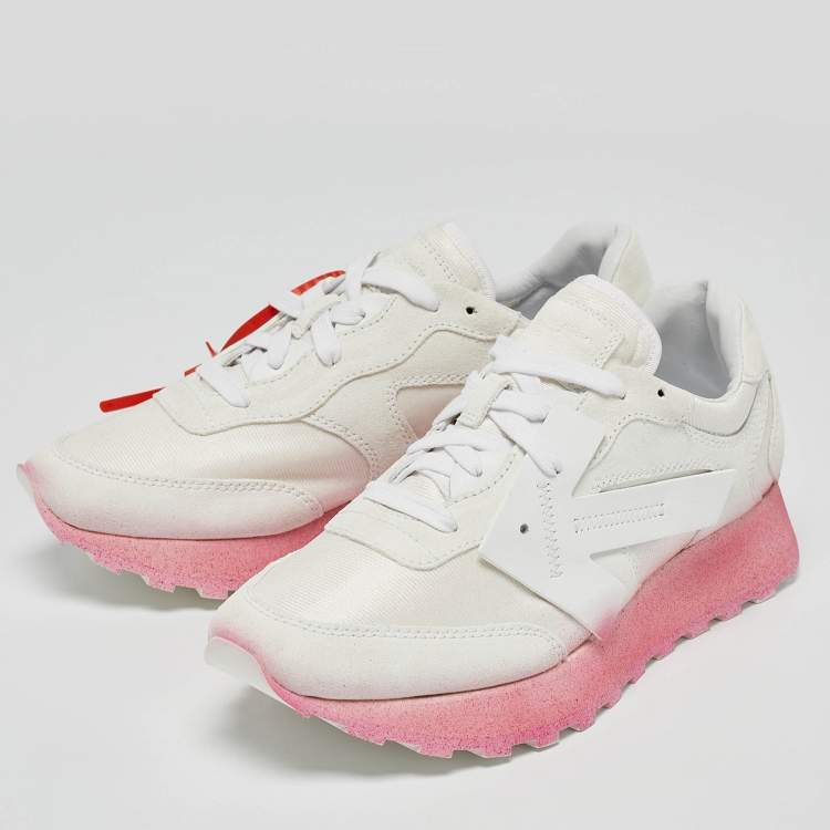 Pre Owned Off-White White Fabric and Suede Degrade HG Runner Sneakers Size 40