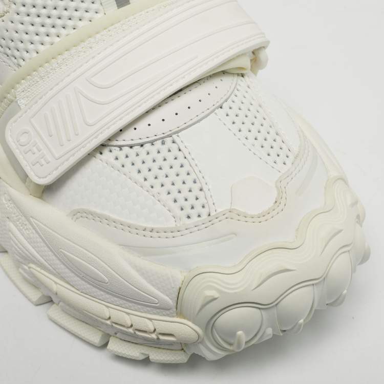 Pre Owned Off-White White Perforated Leather and Mesh Glove Sneakers Size 39