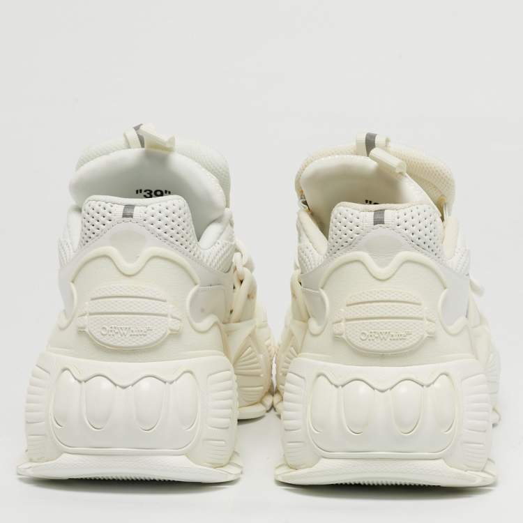 Pre Owned Off-White White Perforated Leather and Mesh Glove Sneakers Size 39