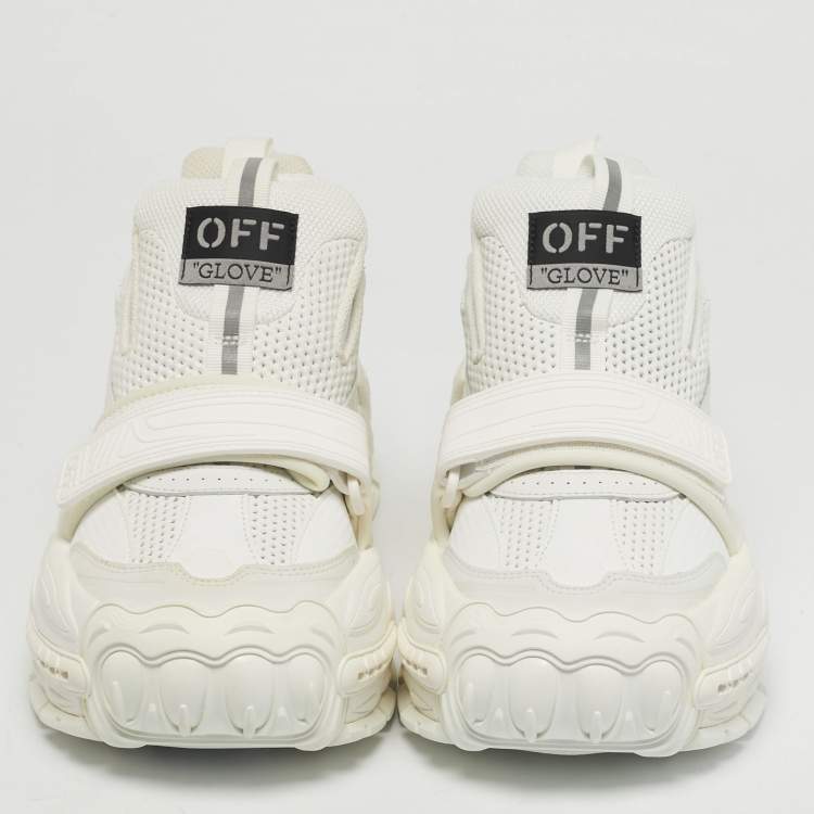 Pre Owned Off-White White Perforated Leather and Mesh Glove Sneakers Size 39