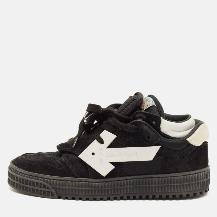 Pre Owned Off-White Floating Arrow Size 36 Black Fabric and Suede Lace Up Sneakers