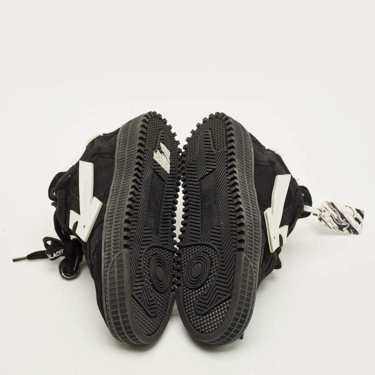 Pre Owned Off-White Floating Arrow Size 36 Black Fabric and Suede Lace Up Sneakers