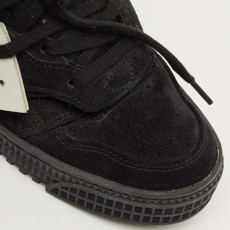 Pre Owned Off-White Floating Arrow Size 36 Black Fabric and Suede Lace Up Sneakers