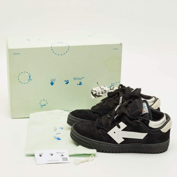 Pre Owned Off-White Floating Arrow Size 36 Black Fabric and Suede Lace Up Sneakers