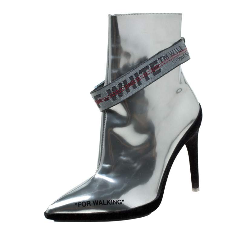 off white silver boots