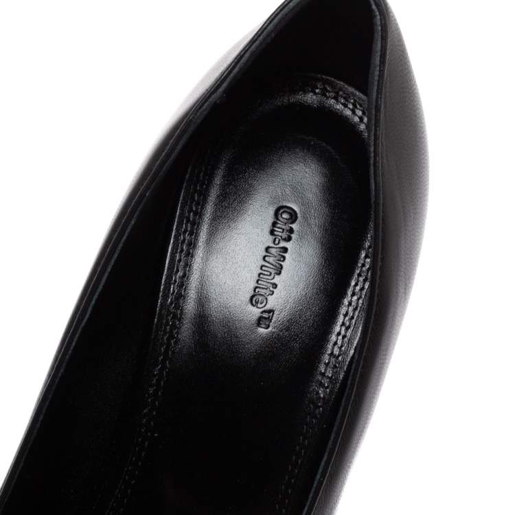 Pre Owned Off-White Black Leather Arrow Embellished Pumps Size 41