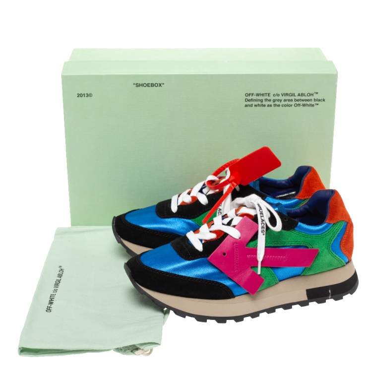 Pre Owned Off-White Multicolor Fabric And Suede Leather Arrow Running Low Top Sneakers Size 38