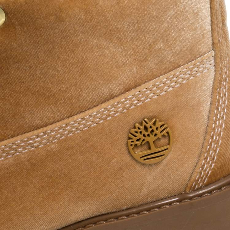 Pre Owned Off White x Timberland Brown Velvet Icon 6 Inch Premium Boots Size 41