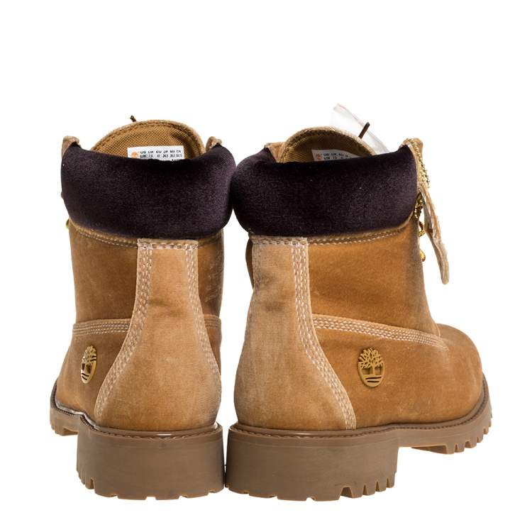 Pre Owned Off White x Timberland Brown Velvet Icon 6 Inch Premium Boots Size 41