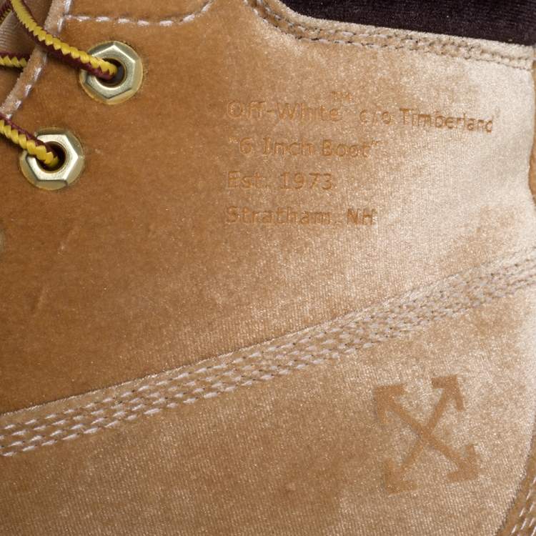 Pre Owned Off White x Timberland Brown Velvet Icon 6 Inch Premium Boots Size 41