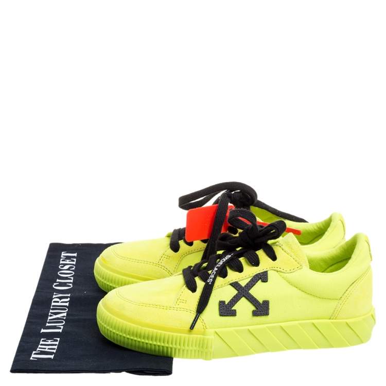 Pre Owned Off White Vulcanized Yellow Suede Leather And Canvas Low Top Sneakers Size 36