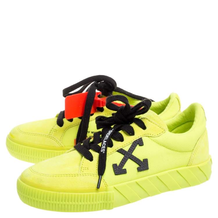 Pre Owned Off White Vulcanized Yellow Suede Leather And Canvas Low Top Sneakers Size 36