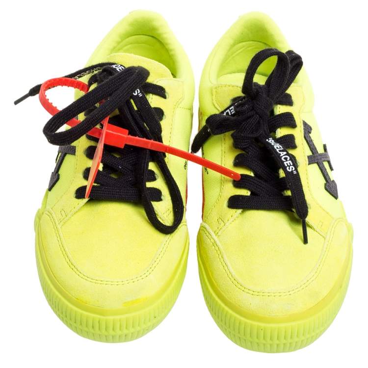 Pre Owned Off White Vulcanized Yellow Suede Leather And Canvas Low Top Sneakers Size 36