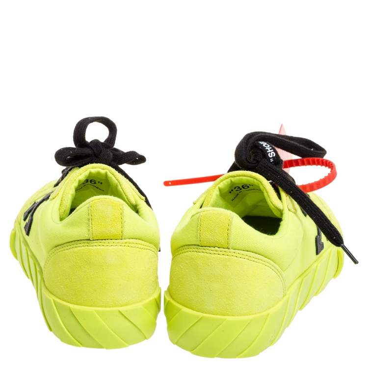 Pre Owned Off White Vulcanized Yellow Suede Leather And Canvas Low Top Sneakers Size 36