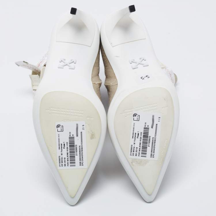 Pre Owned Off-White Grey Canvas Co Virgil Abloh Ankle Boots Size 38