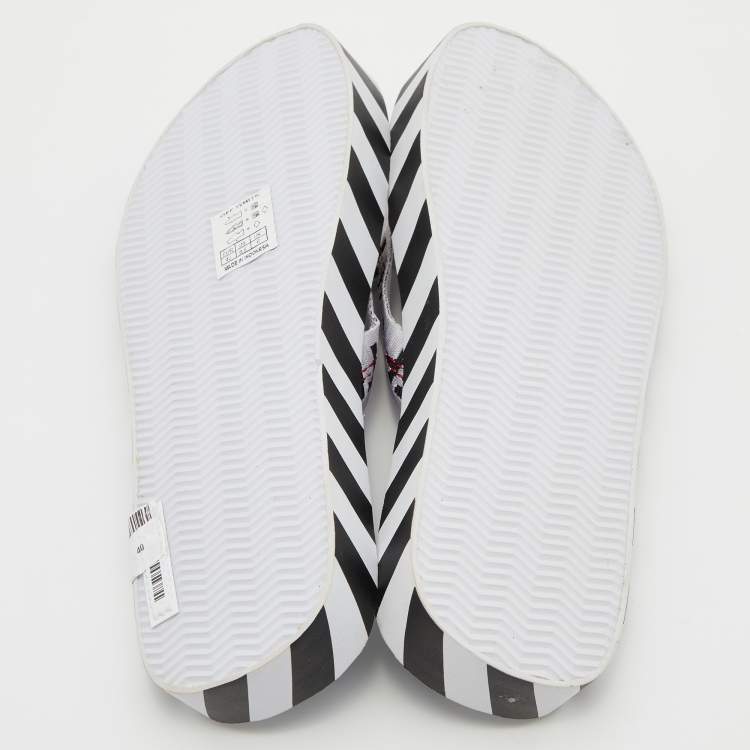 Pre Owned Off-White White Logo Canvas Thong Slides Size 40