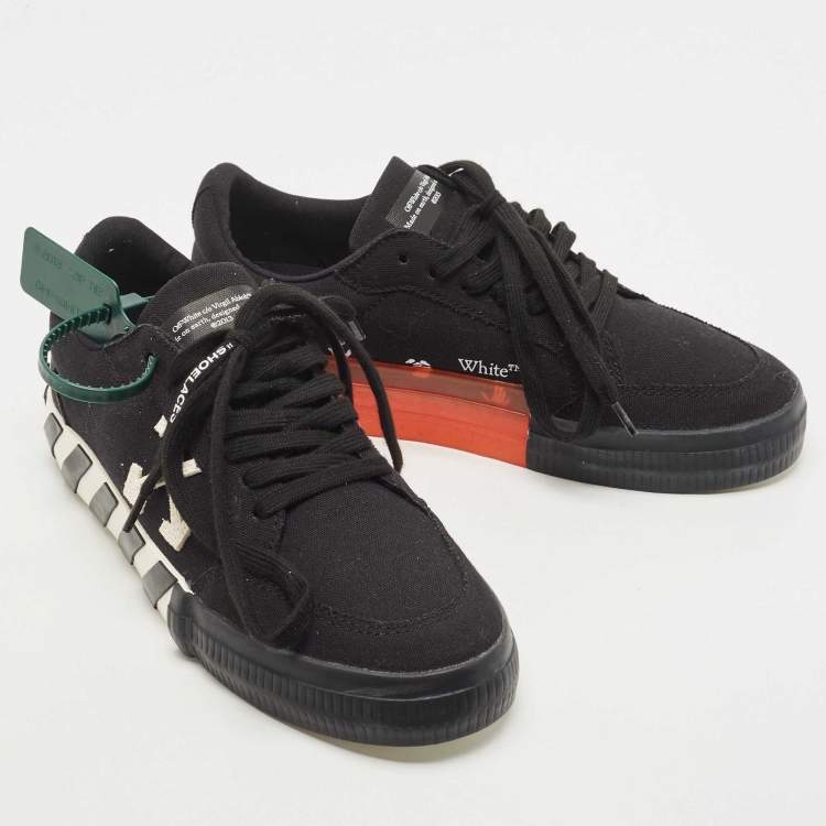 Pre Owned Off White Black Canvas Vulcanized 2.0 Low Top Sneakers Size 40
