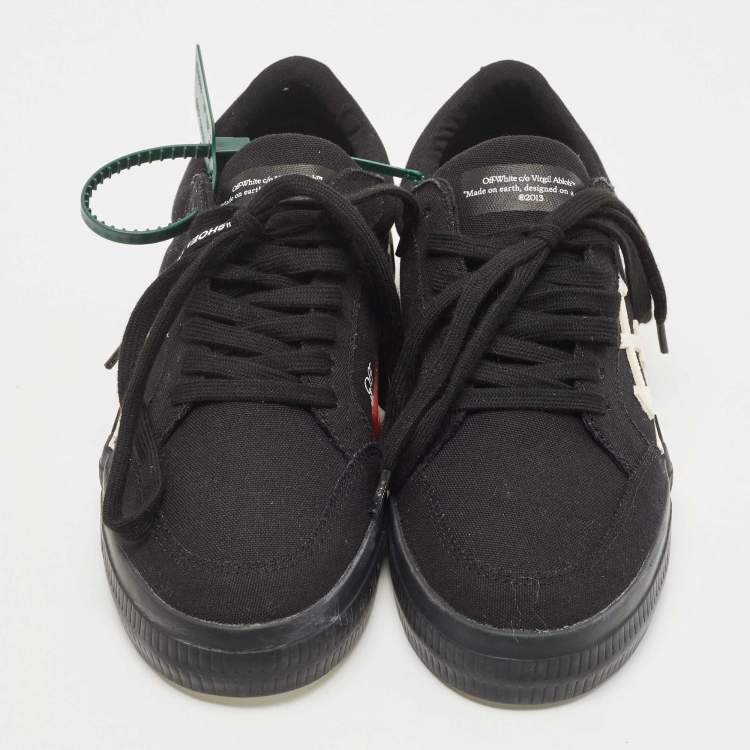 Pre Owned Off White Black Canvas Vulcanized 2.0 Low Top Sneakers Size 40