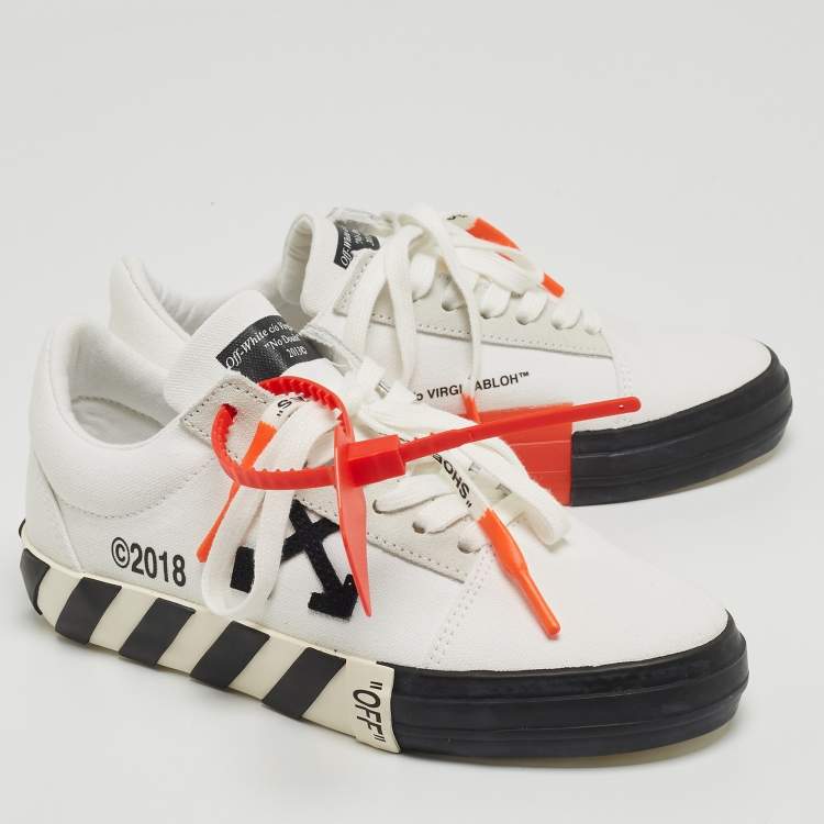 Pre Owned Off-White White Canvas Oversized Low Top Sneakers Size 36