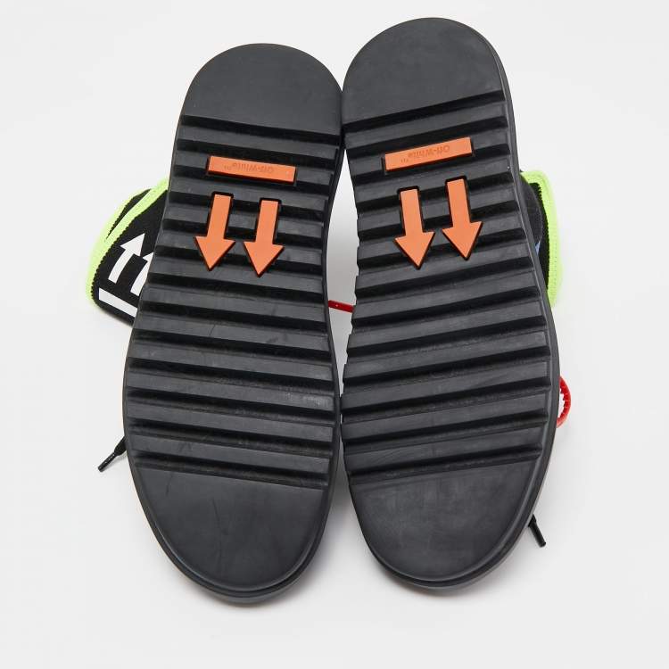 Pre Owned Off-White Black Knit Fabric Moto Wrap Sneakers Size 39