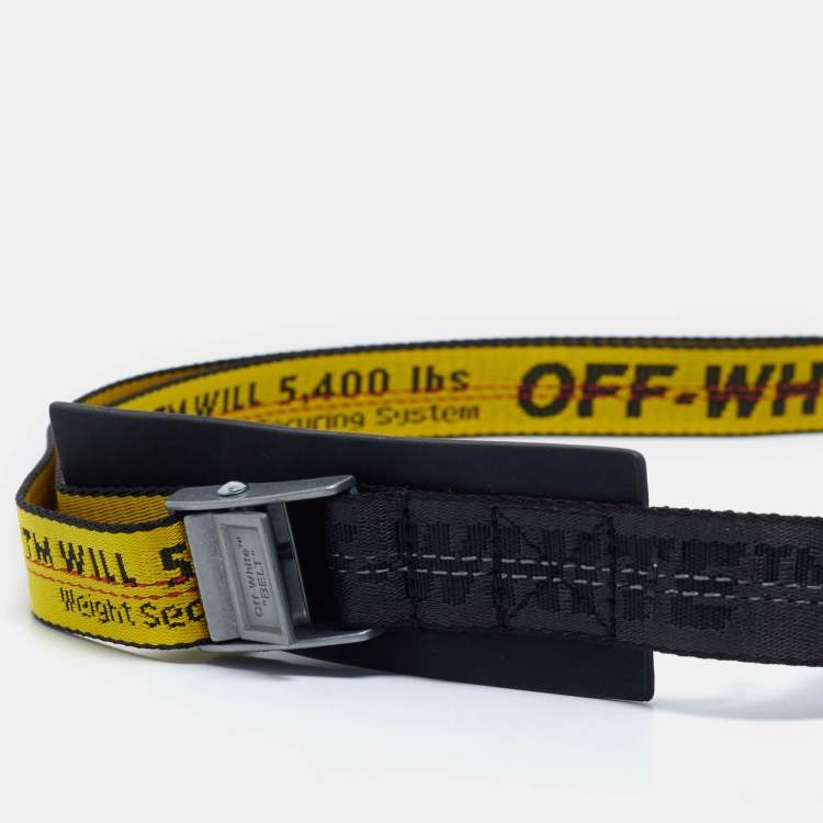 Pre Owned Off-White Yellow/Black Nylon and Leather Classic Industrial Belt 200 CM