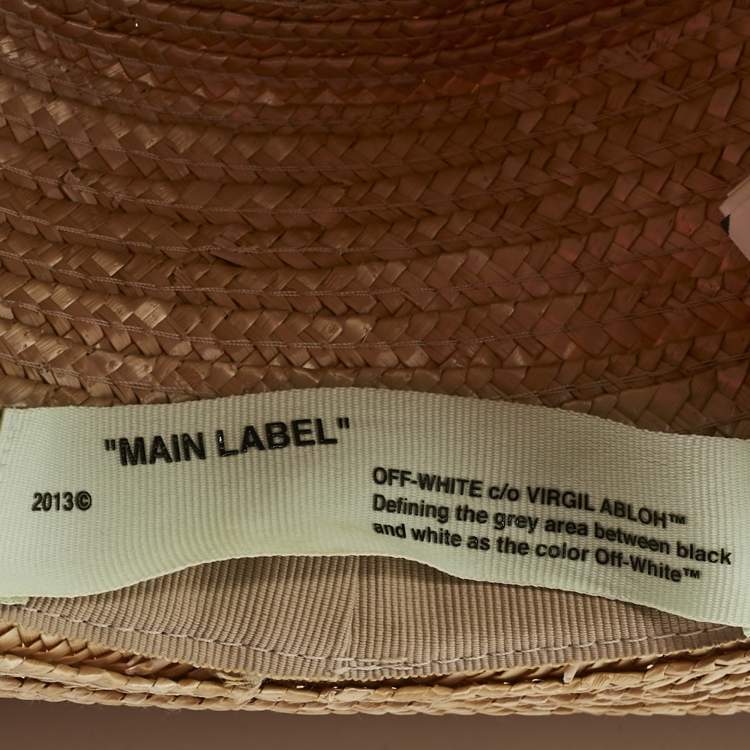 Pre Owned Off White Beige Wide-Brim Straw Panama Hat One Size