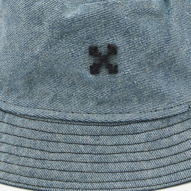 Pre Owned Off White Blue Washed Denim Bucket Hat One Size